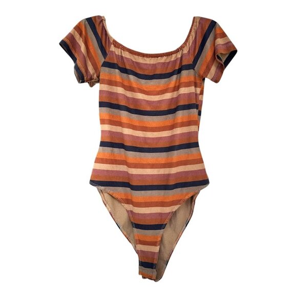 Y2K Charlotte Russe Striped Bodysuit XS Retro Indie Aesthetic - Picture 1 of 5